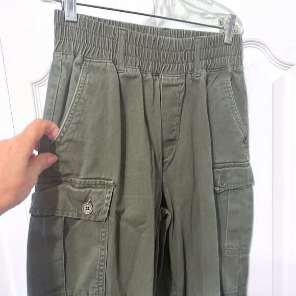Forever 21- Size Small Jrs.  Army Green Cargo Cotton Pants-Side Pockets-Elastic - Picture 7 of 13